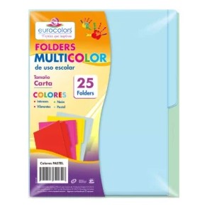 Paquete C/25 Folder Multicolor Azul Pastel PU0005 (C.20)