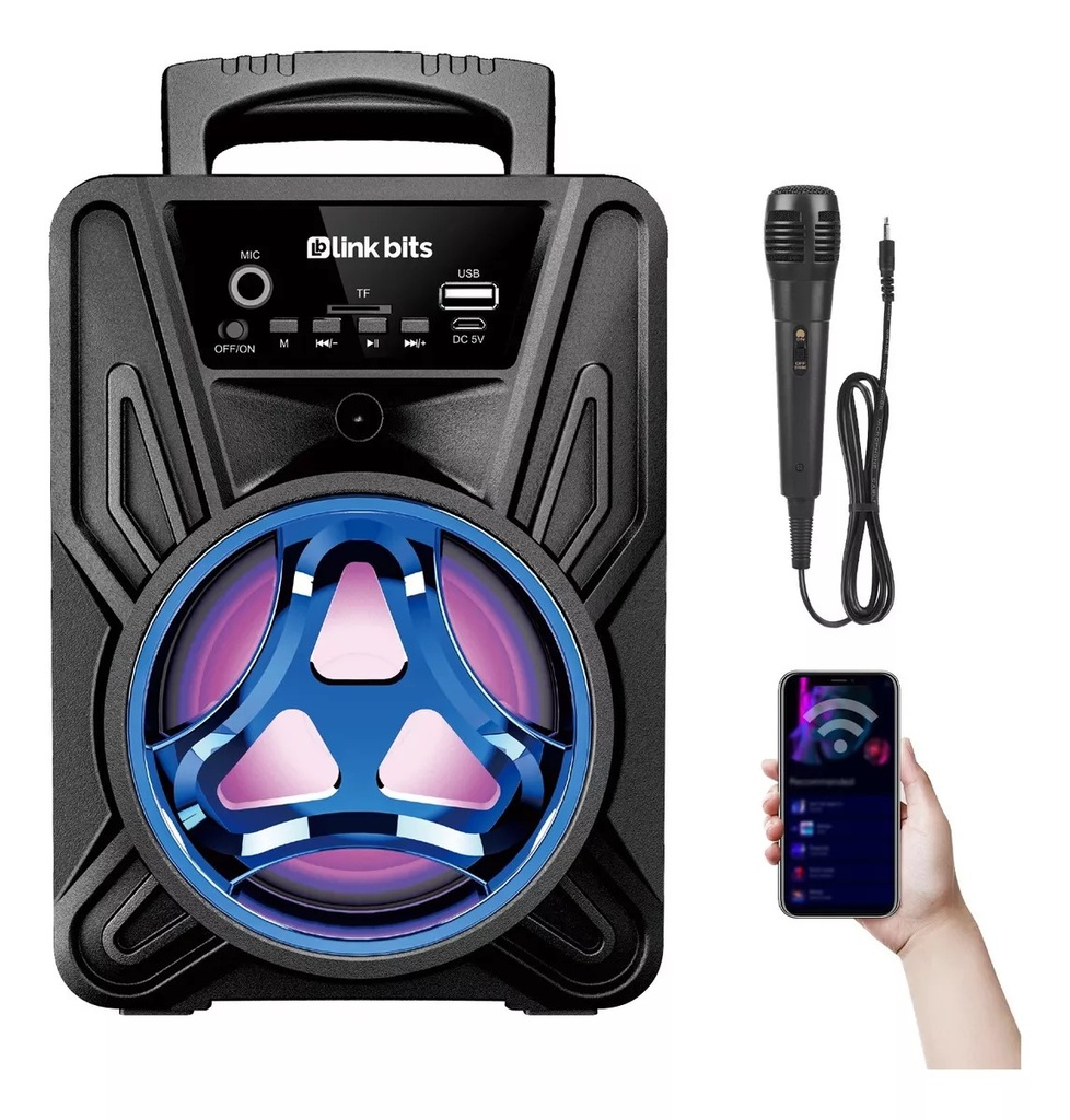 Bocina Bluetooth Link Bits 4 Pulgadas SA436T Radio Fm, Micrófono, Luz Led (C.40)