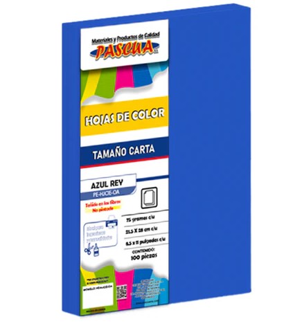 Paquete C/100 Hoja De Color Carta Pascua Azul Rey