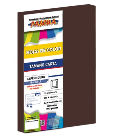 Paquete C/100 Hoja De Color Carta Pascua Café Obscuro