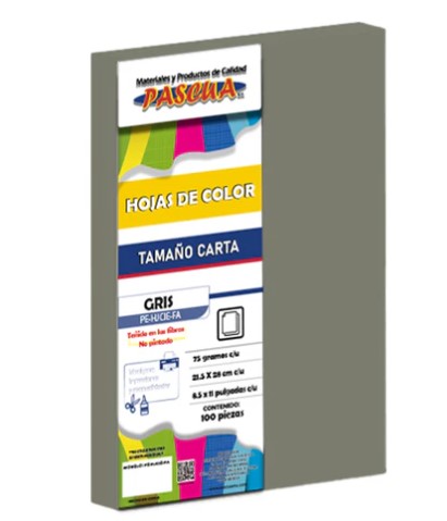 Paquete C/100 Hoja De Color Carta Pascua Gris
