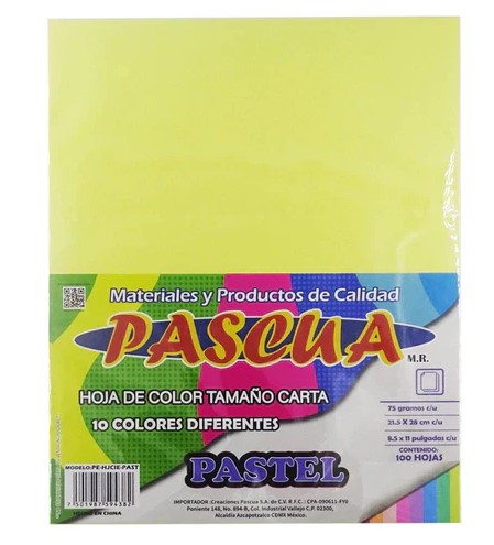 [PE-HJMIL-PAST] Paquete C/1000 Hoja De Color Carta Pascua Colores Pastel