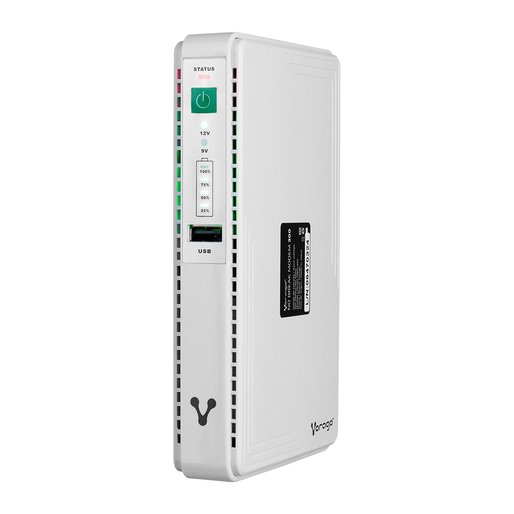 Mini No Break Vorago NBM-300 8,800 mAh 2 RJ45 1 Usb Para Modem