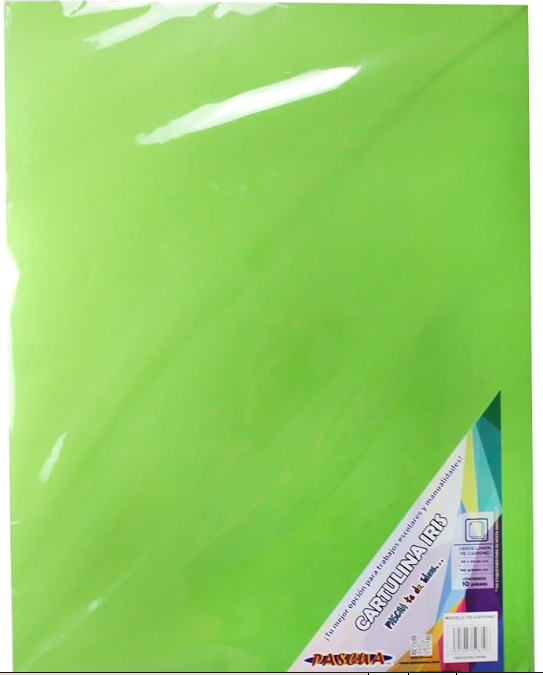 Paquete C/10 Cartulina Verde Limon Iris Pascua 165G 50X65
