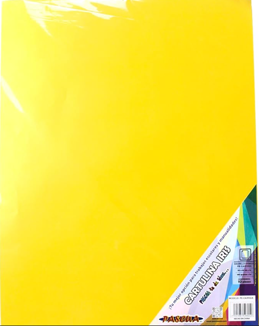 Paquete C/10 Cartulina Amarillo Mango Iris Pascua 165g 50x65