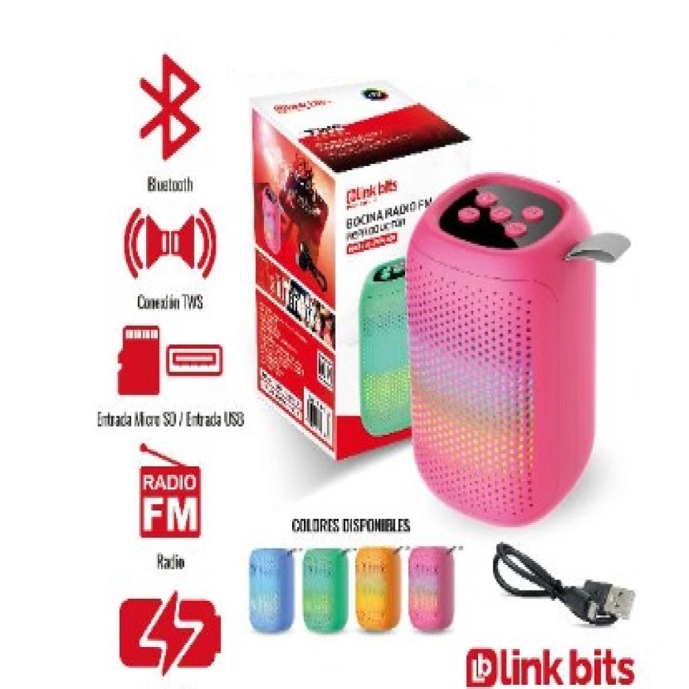 Mini Bocina Bluetooth 2 Pulgadas MB-159 Conexión TWS Entrada Micro SD y USB Radio FM Link Bits (C.100)