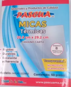 [MICAT-222950] Caja C/50 Mica Térmica Carta 8ml - 10ml Pascua 200 Micras 22.9x29.2 (C.6)