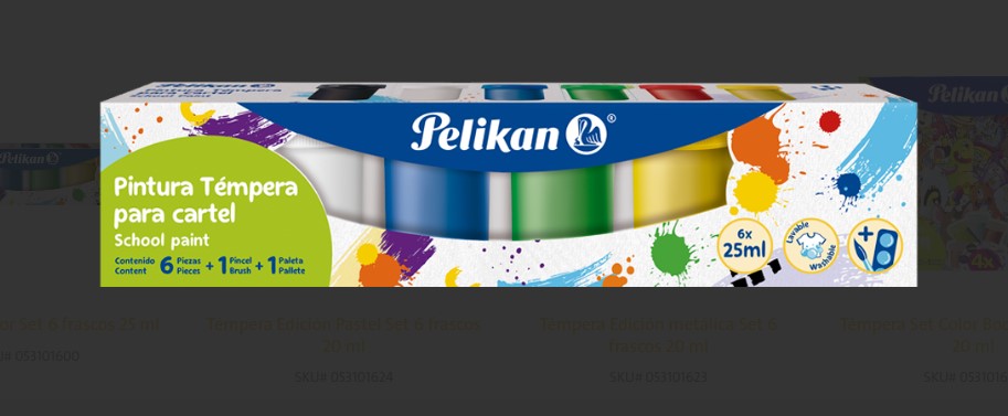 Set C/6 Pintura Escolar Tempera Pelikan P/Cartel 25ml.