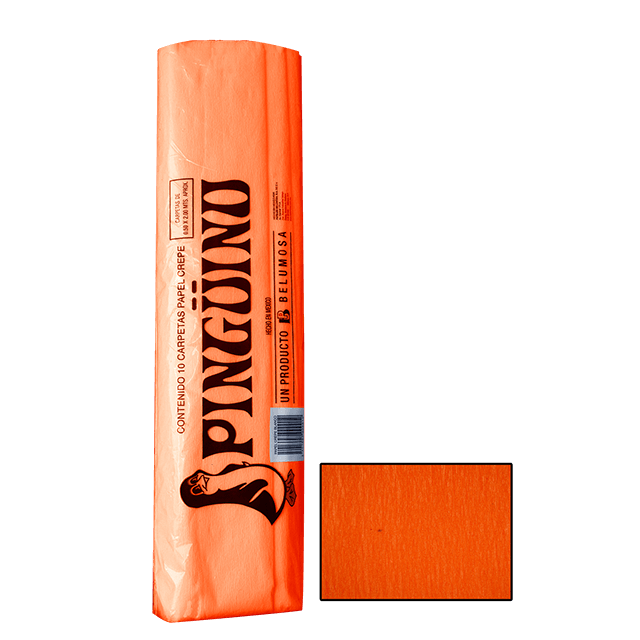 [PAQ10-CREPEMANDARINA] Paquete C/10 Papel Crepe Pinguino Mandarina