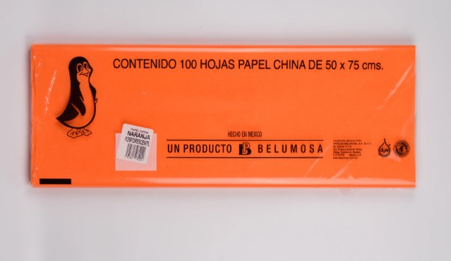 Paquete C/100 Papel De China Pingüino Naranja 50x75cm