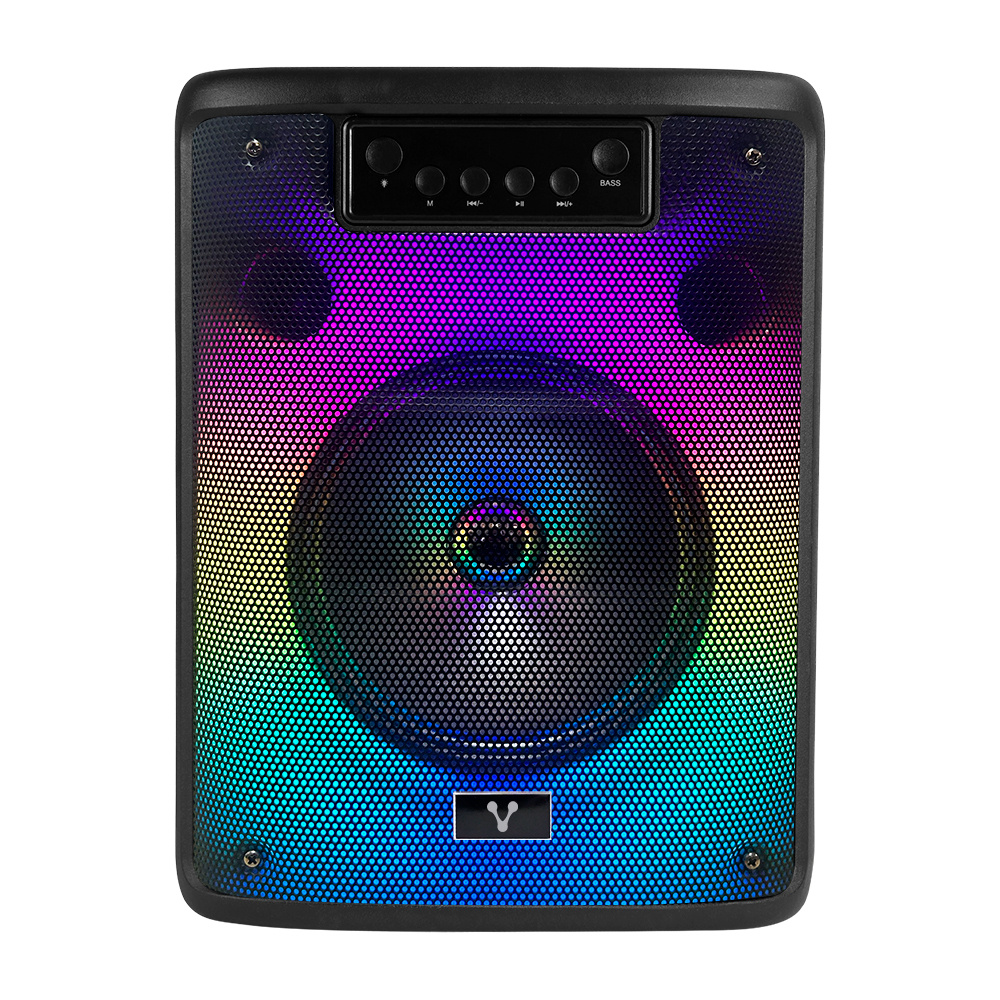 Vorago KSP-303 Bocina Karaoke 8 Pulgadas RGB hasta 4 Hrs De Musica TWS 3.5 Mm Micro SD USB