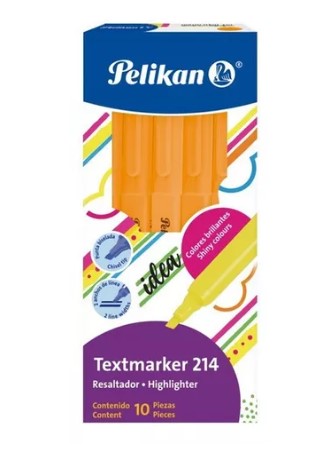 Paquete C/10 Marcatextos Pelikan Naranja 214 Punta cincel
