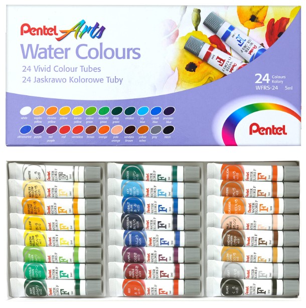 Acuarela Pentel C/24 Colores En Tubos WFRS-24