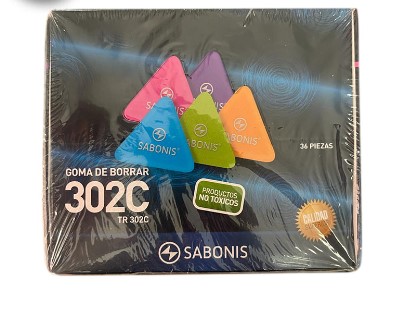 Paquete C/36 Goma Sabonis Triangular De Colores TR-302-COL