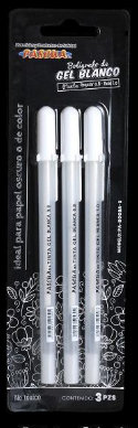 [PA-BOGBA-S] Paquete C/3 Boligrafo Gel Blanco Pascua 0.8/1.0 (C.24)