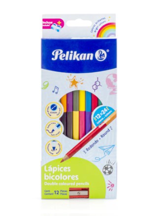 Colores C/12 Largos Redondos Doble Punta Pelikan (C.40)