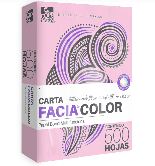 Paquete C/500 Hoja De Color Carta Copamex Facia Bond Mft Rosa 75gr (C.10)