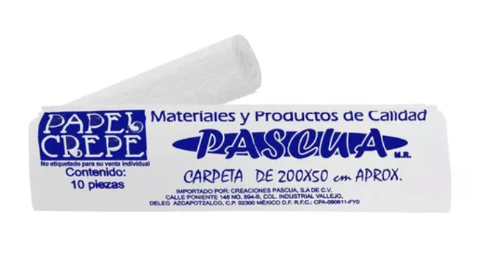 Paquete C/10 Papel Crepe Pascua Blanco50*70