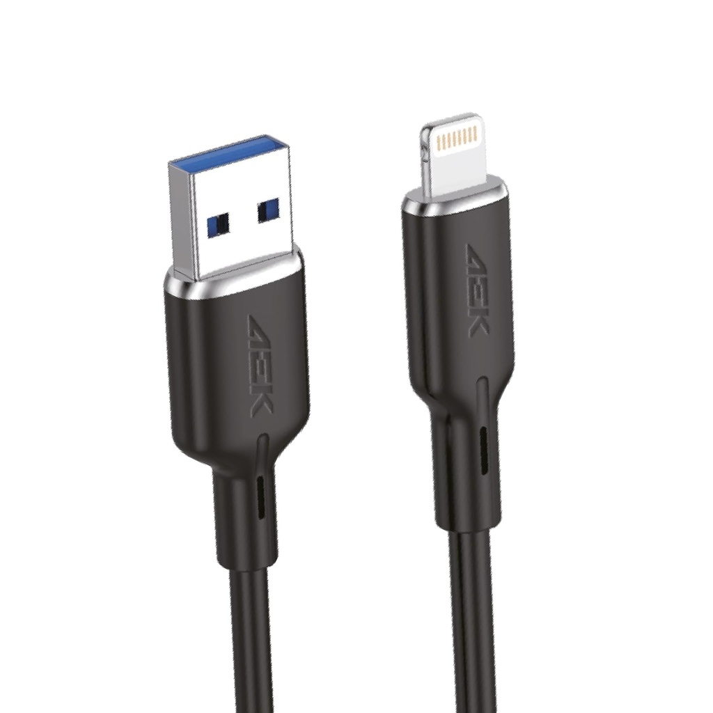 Cable USB-LIGHTING Aek Cyber C03LTN 2.1A Carga Rápida 1 Metro Negro