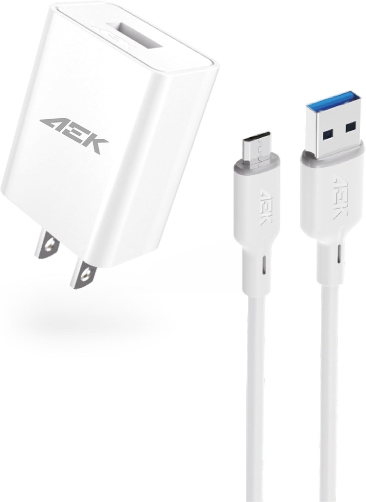 Cargador 10W G01V8B Cable USB a V8 De 1 Metro Y 2.1A Blanco Carga Rápida Aek Cyber (C.200)
