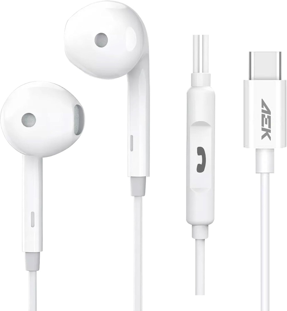Audífonos Aek Cyber IE02CB Sonido HD Micrófono HD Type-C Blancos