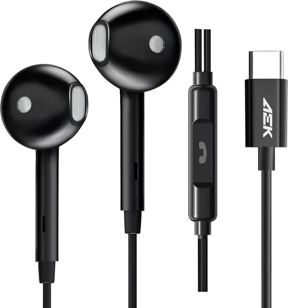 Audífonos Aek Cyber IE02CN Sonido HD Micrófono HD Type-C Negro