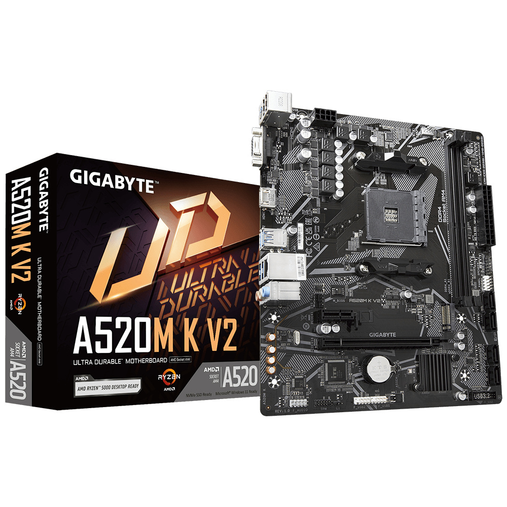 Tarjeta Madre Gigabyte A520M K V2 AM4 2DDR4 2133MHZ a 500MHZ