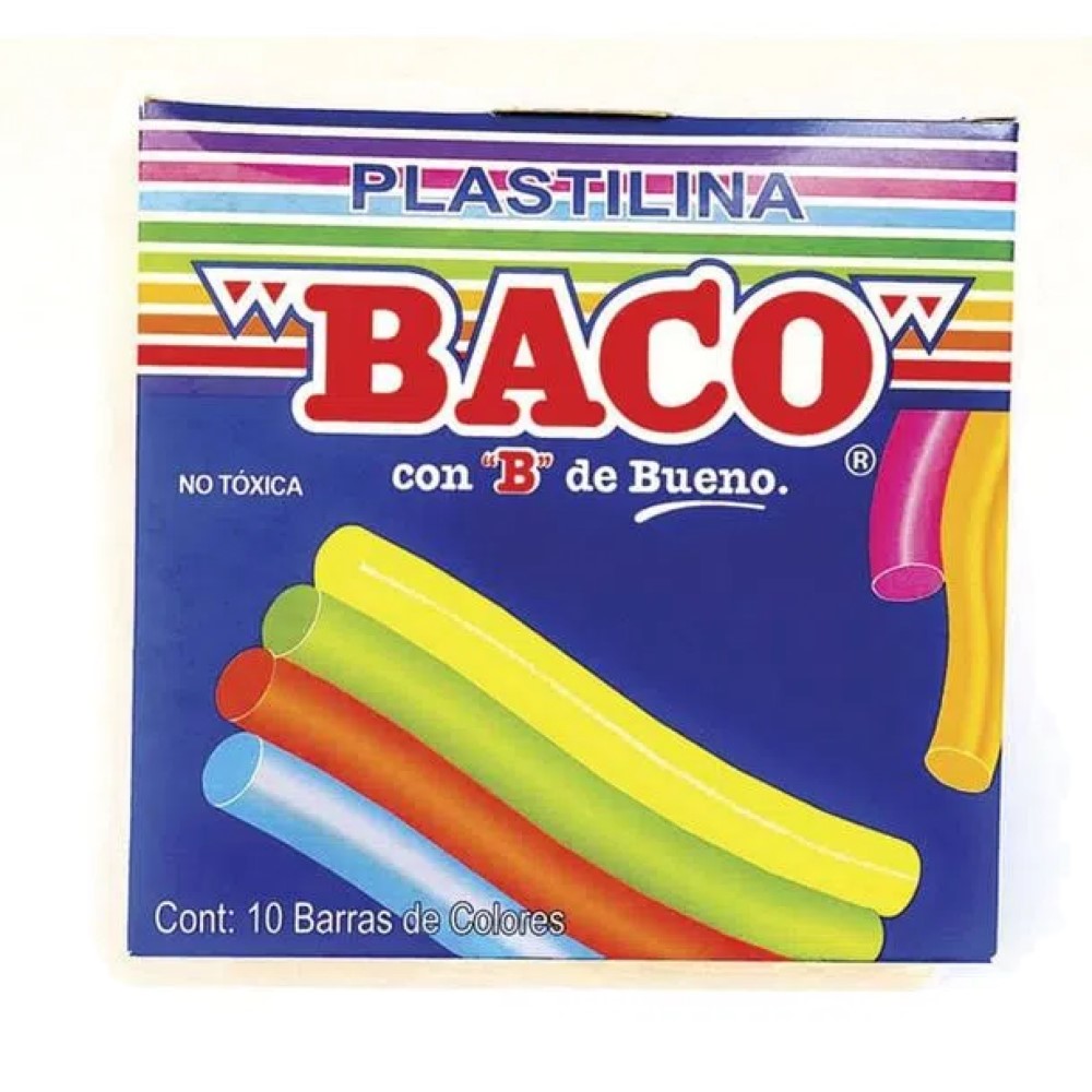 Paquete C/5 Caja C/10 Barritas Plastilina Baco De Colores