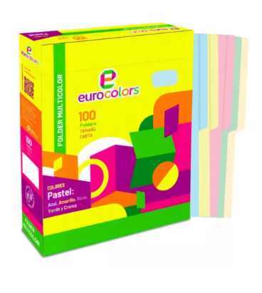 Paquete C/100 Folder Multicolor Carta