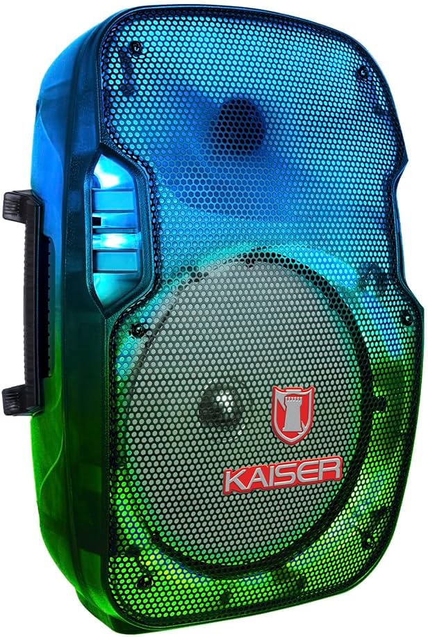 Bocina 8 Pulgadas Kaiser KSW-5008-3 De 6,200W PMPO/ 20W RMS Traslúcido Con Micrófono Alámbrico