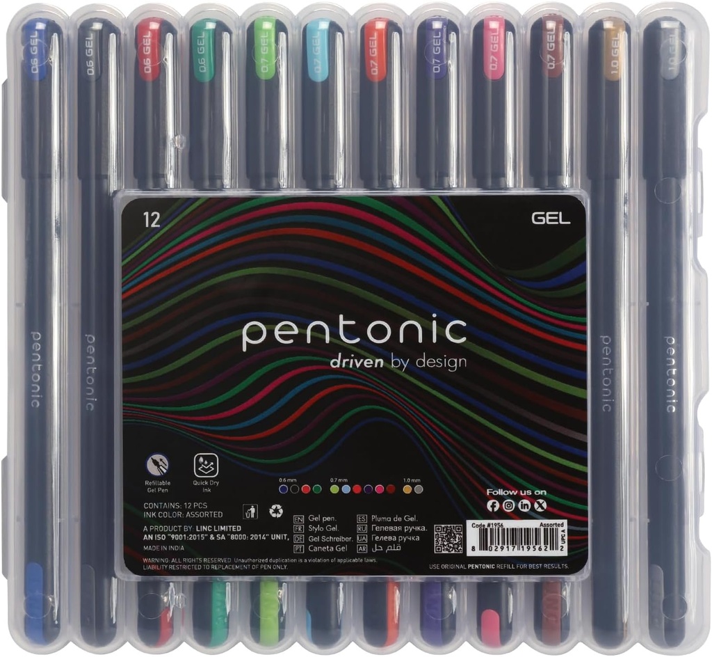 Estuche C/12 Boligrafo Pentonic Gel Colores 12185 (C.10)