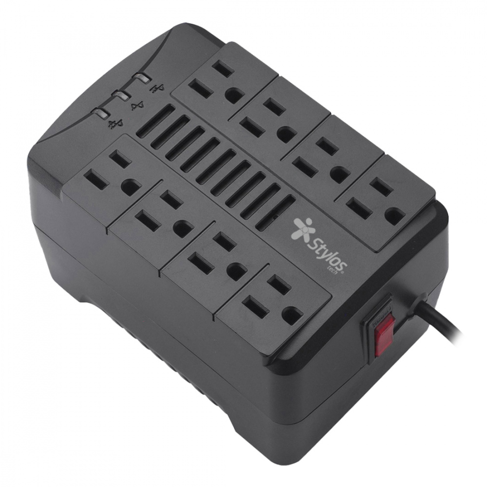 Regulador De Voltaje Stylos STRE650B De 1200VA/650W 8 Contactos