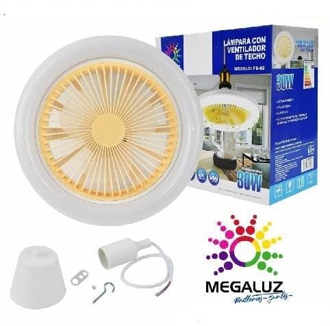 Lampara Con Ventilador De Techo 30W LV30W02 2400LM Megaluz (C.20)