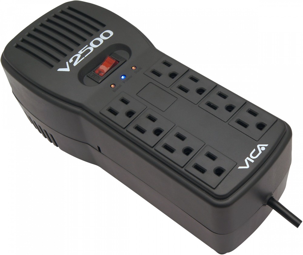 [V2500] Regulador Electrónico Vica V2500 2500VA/1500W 8 Contactos