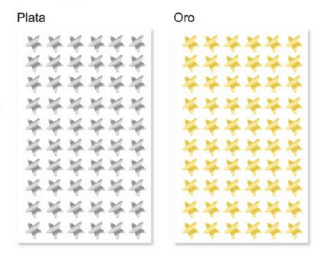 Paquete C/25 Planillas Estrellitas Oro / Plata Autoadherible Padi