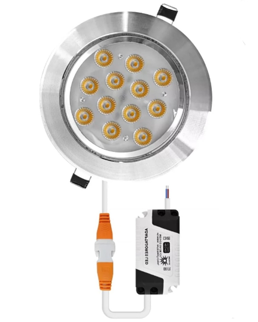 Lámpara de Techo Empotrable L06DC12W Luz Amarilla Cálida Ángulo Giratorio Megaluz (C.50)