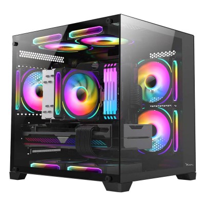 Gabinete Xzeal Cubo M-ATX Negro 3 ARGB XZGAMC2B