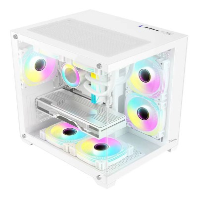 [XZGAMC2W] Gabinete Xzeal Panzer II Cubo M-ATX/ITX 2xUSB1.0 + 1x USB3.0 + 3.5 mm + 3 Fans ARGB Blanco