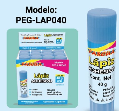 [PEG-LAP040] Paquete C/12 Lápiz Adhesivo Pascua 40g