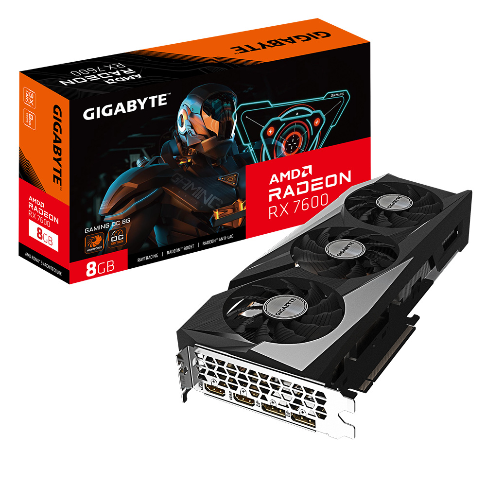 Tarjeta de Video RX 7600 8GB Gigabyte GV-R76GAMING OC-8GD AMD Radeon GAMING OC 8