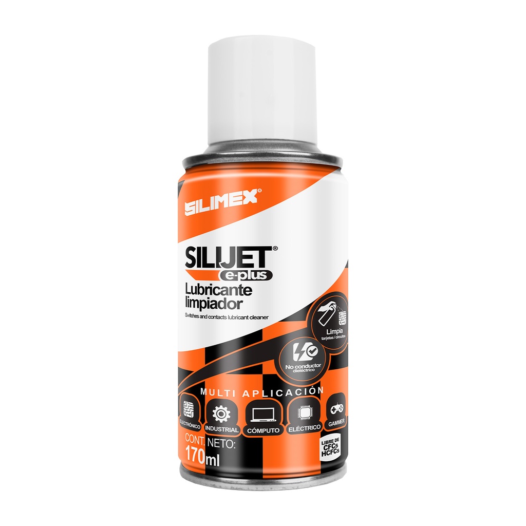 Lubricante Limpiador SILIJET E-PLUS Silimex, 170 ml, Color naranja.