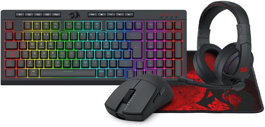 Kit Teclado/ Mouse/ Diadema/ Mousepad Redragon S147 Negro