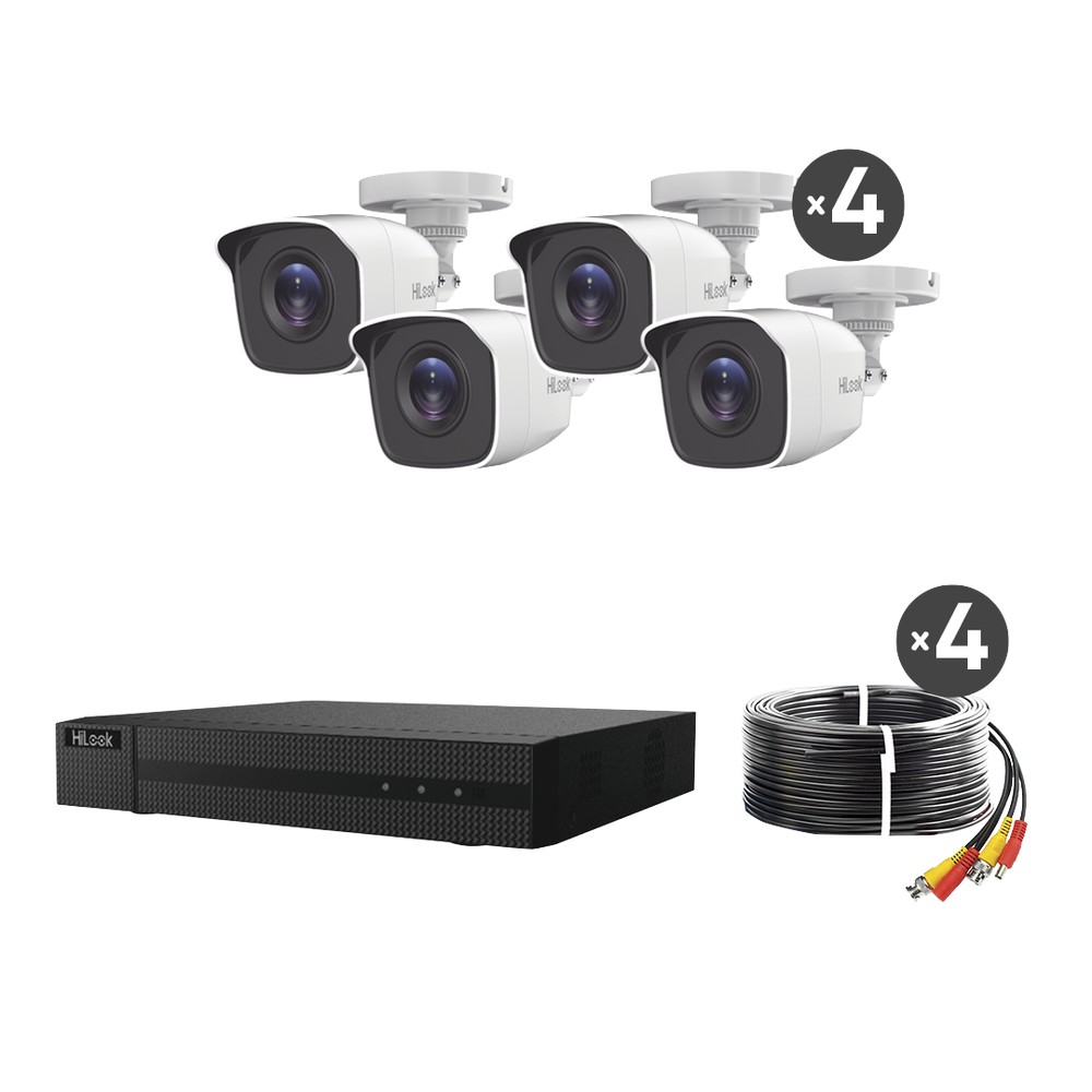 Kit Camaras Hilook Lite 2 Mp HL24LQKITS-M(B) Dvr 4 Canales Fuente De Poder/ Accesorios