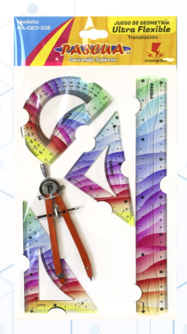 [PA-GEO-528] Juego Geometría Pascua Ultra Flexible Con Compas Metalico (E.12) (C.72)