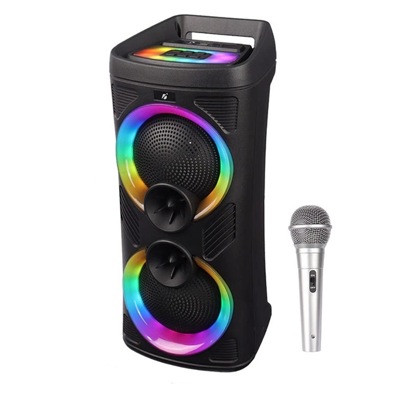 [KTS-1860] Bocina Bluetooth 6.5 Pulgadas x 2 KTS-1860 Micrófono Alámbrico Luz Led Multicolor  Radio FM Link Bits (C.8)
