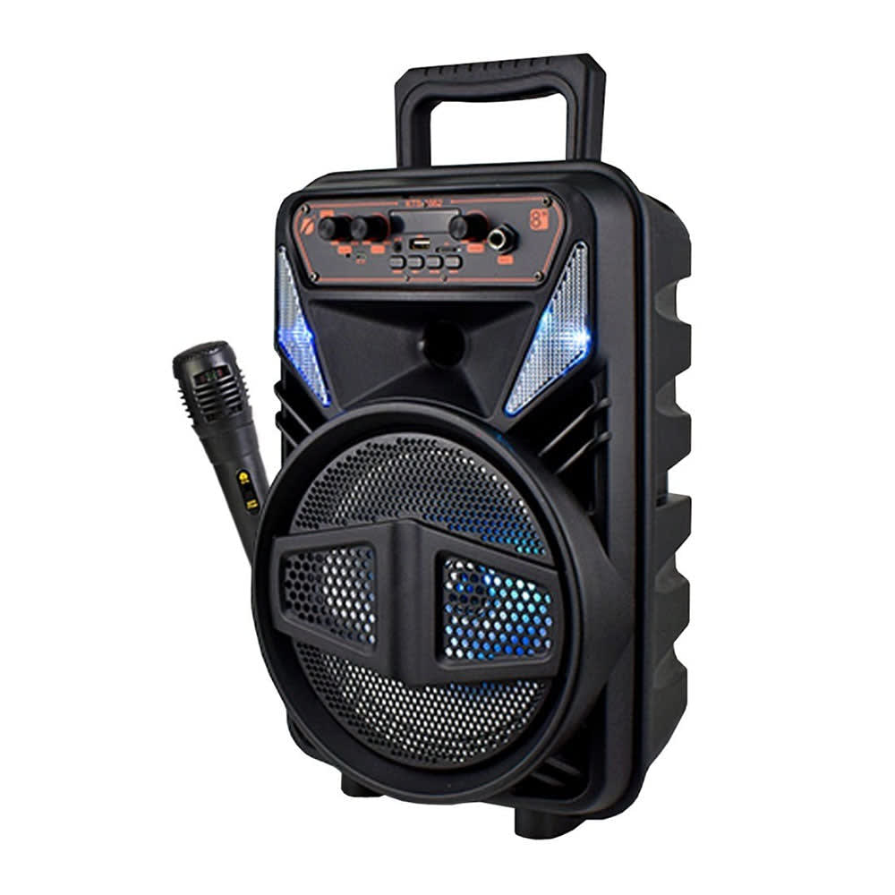 Bocina Bluetooth Link Bits 8 Pulgadas KTS-1562 Radio Micrófono  Lector Usb y MicroSd  Luz Rgb