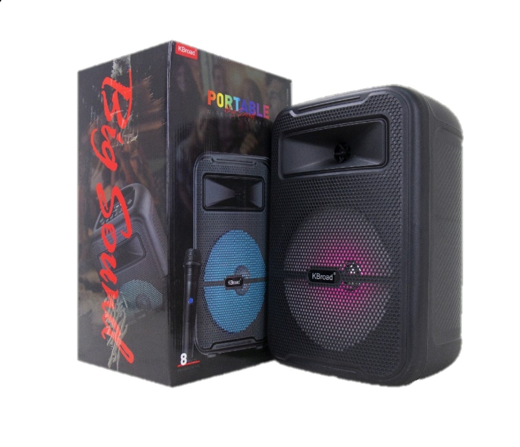 Bocina Bluetooth 8 Pulgadas Link Bits KTS-2167  Micrófono Luz