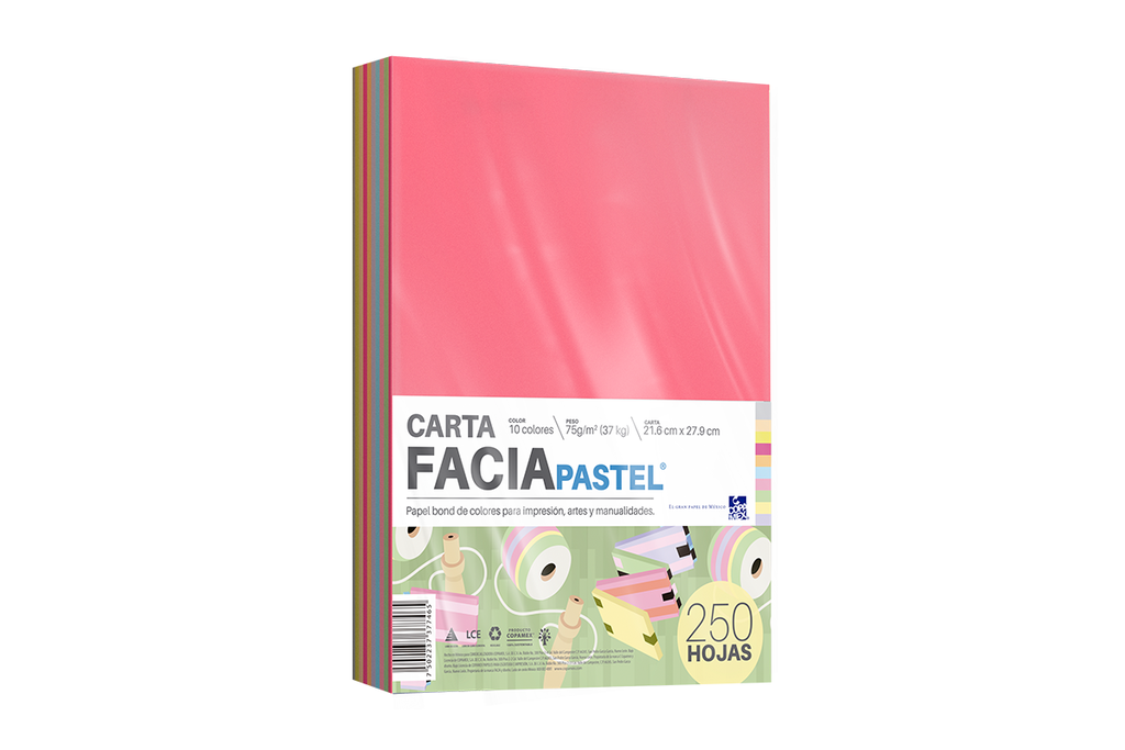 Paquete C/500 Hoja De Color Copamex Facia Pastel Mix 10 Colores (C.10)