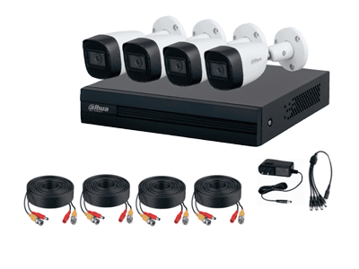 Kit 4 Canales Dahua 2 MP Dvr Cooper-I Wizsense  4 Cámaras Metálicas Micrófono Integ