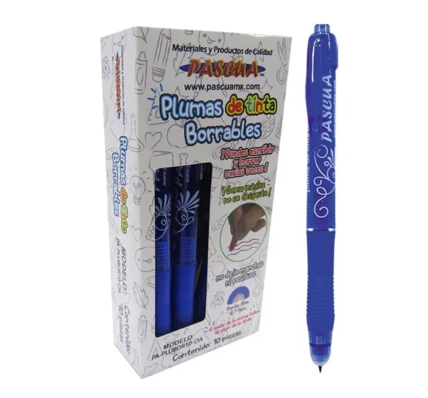 Caja C/10 Boligrafo Pascua Borrable Azul